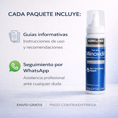 Minoxidil Espuma (5%) - fórmula de rápida absorción para crecimiento de cabello & barba