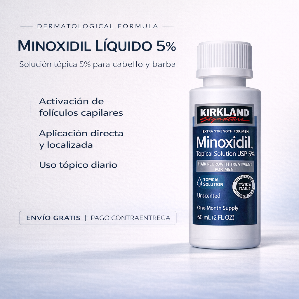 Minoxidil Liquido 5%  (60 ml) – Tratamiento para Crecimiento de Cabello & Barba